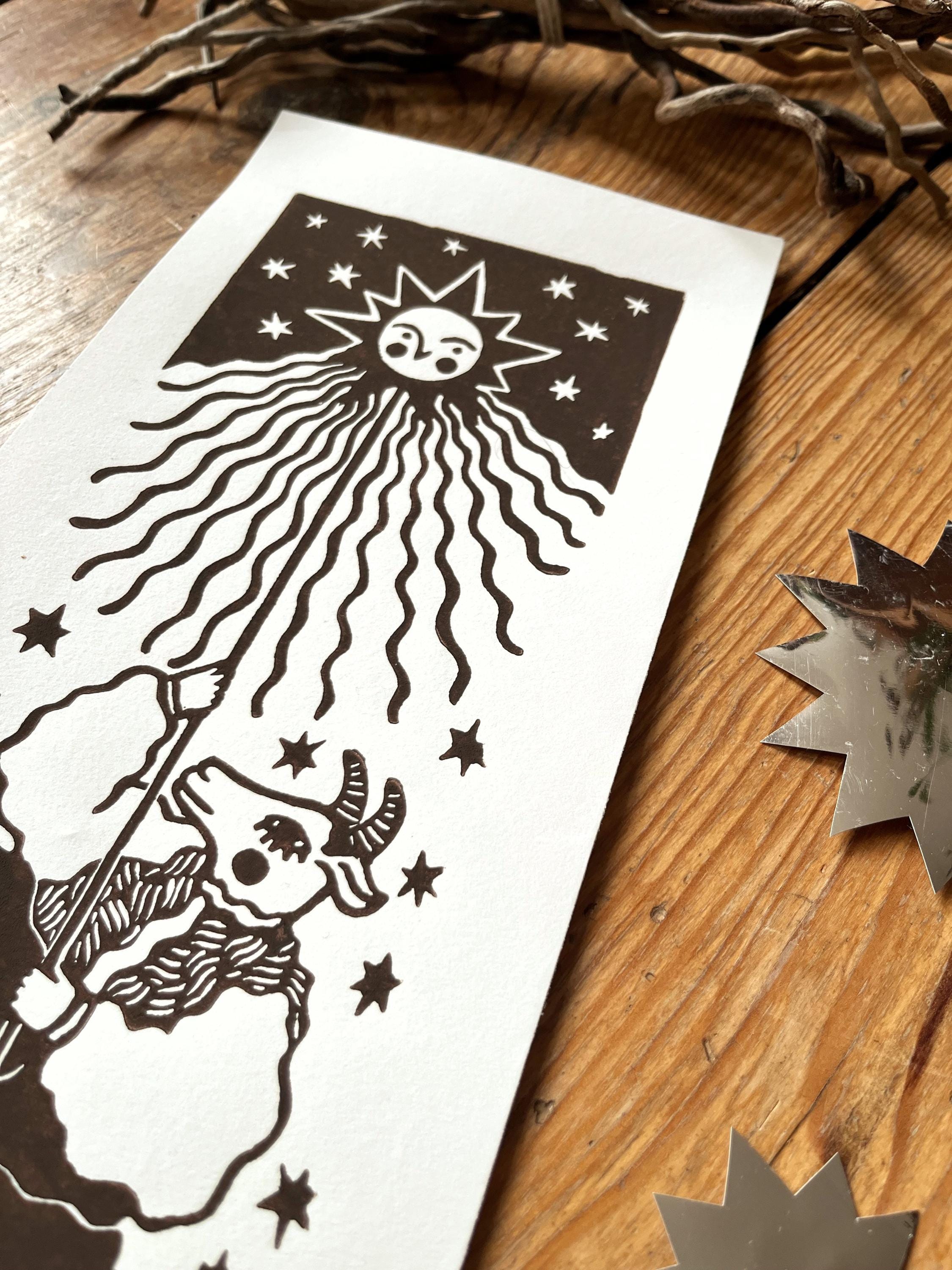 Original linocut print “Goat Dance”