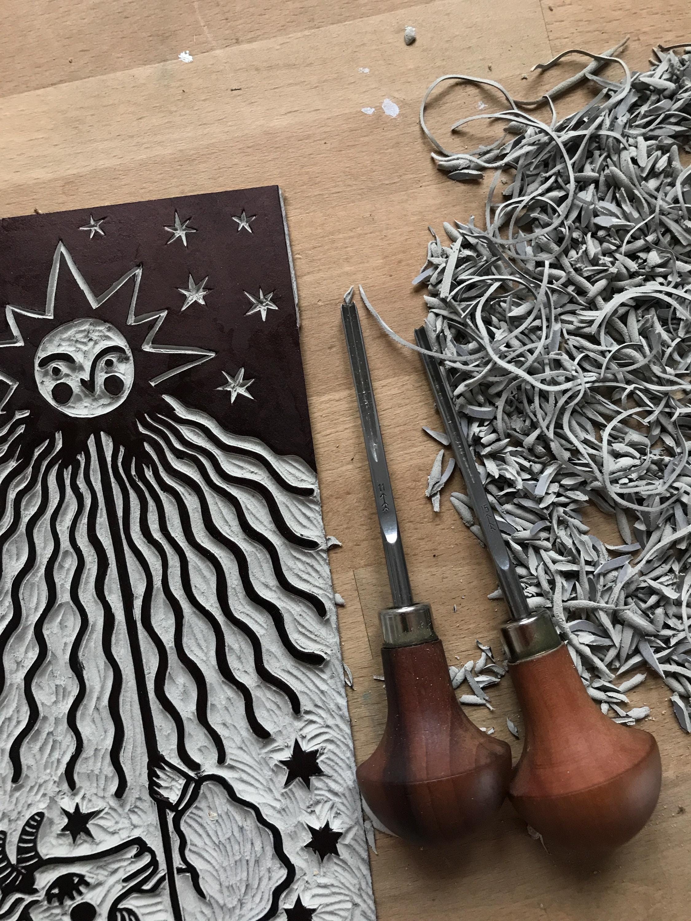 Original linocut print “Goat Dance”