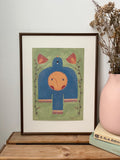 Folk art limited edition art print “Bird and Sun”