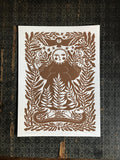 Hand-printed linocut “Sun Goddess”