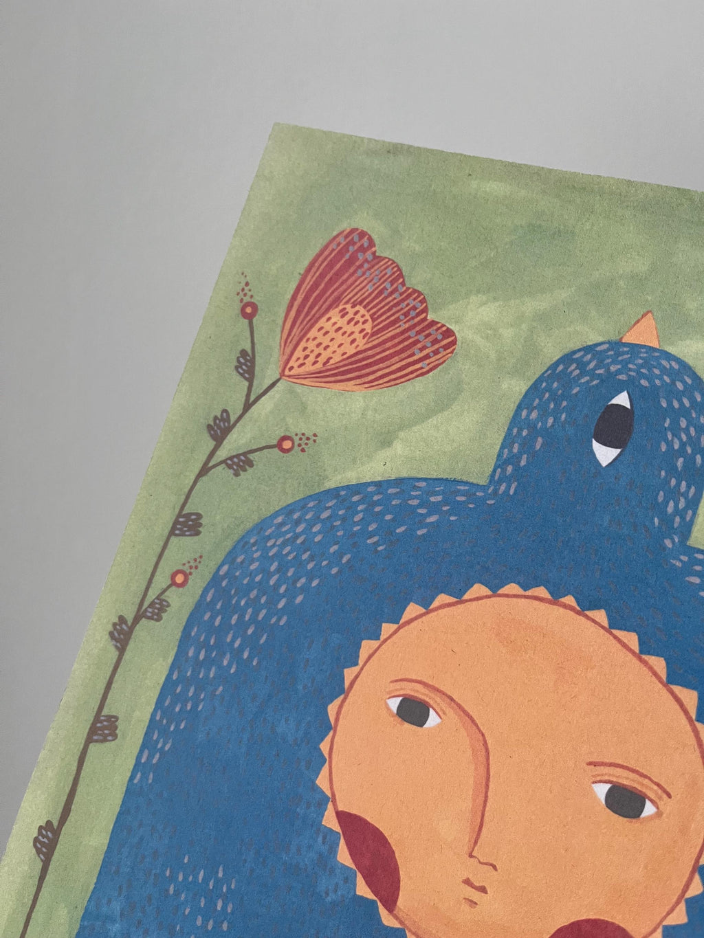 Folk art limited edition art print “Bird and Sun”