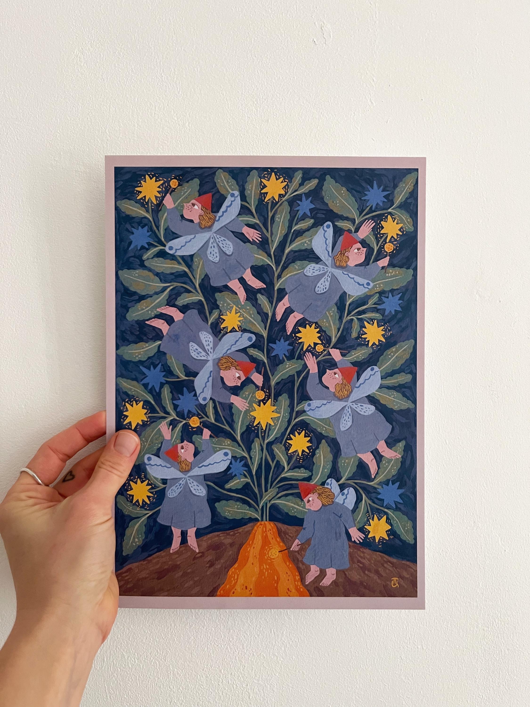 Naive art limited edition art print “Starlighters”