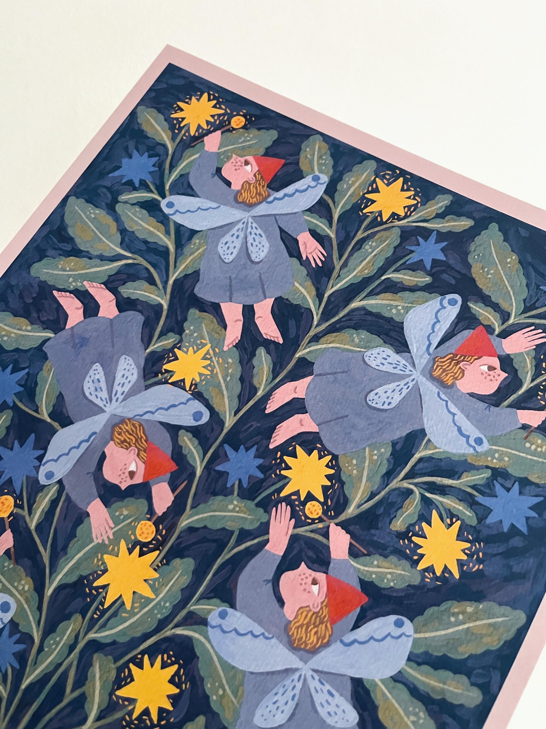 Naive art limited edition art print “Starlighters”