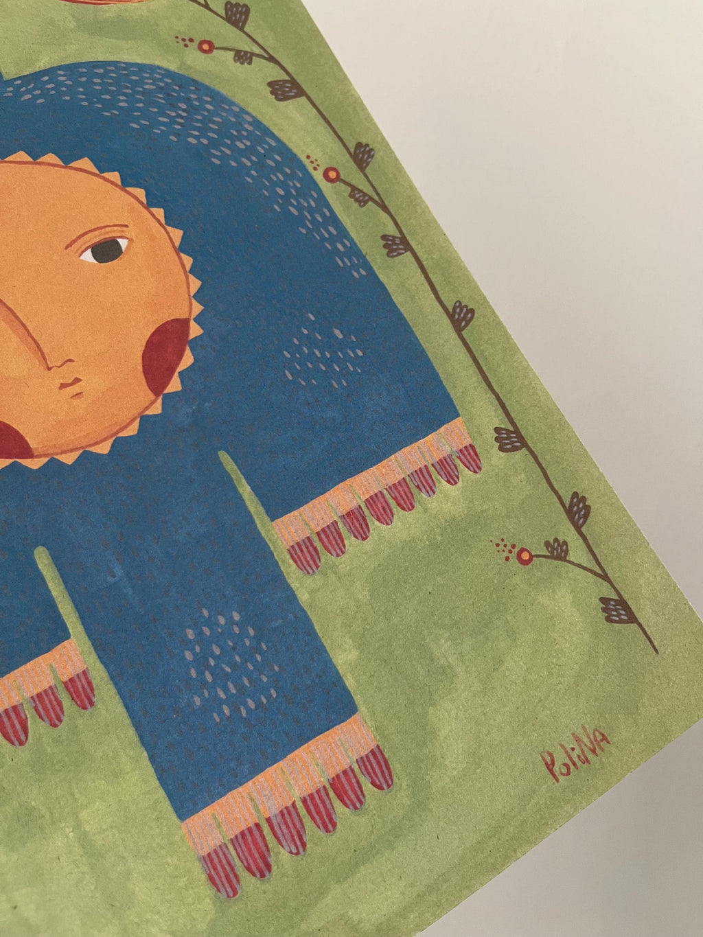 Folk art limited edition art print “Bird and Sun”