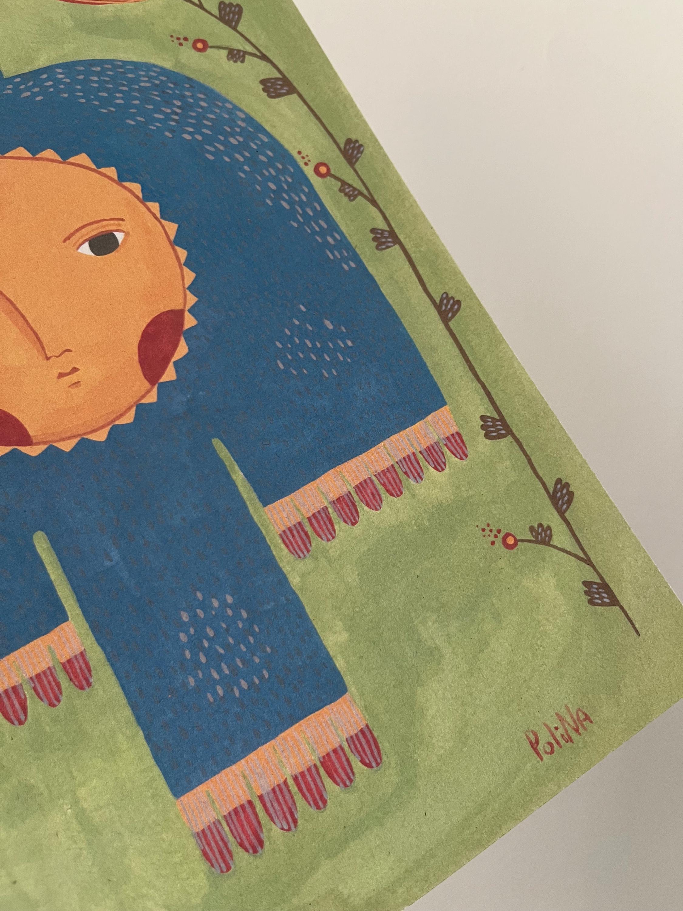 Folk art limited edition art print “Bird and Sun”