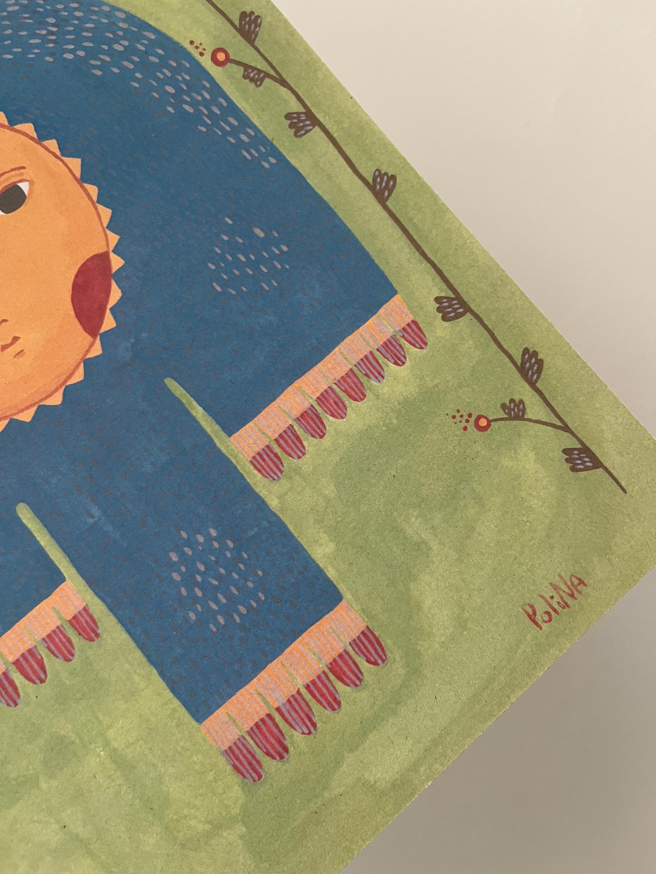 Folk art limited edition art print “Bird and Sun”
