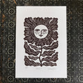 Hand-curved relief print "Friendly flower"