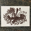Limited edition hand-carved linocut print “Fairy with Flower”