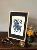 Hand carved original linocut print “Zodiac Sign. Aries”