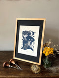 Hand carved original linocut print “Zodiac Sign. Aquarius”
