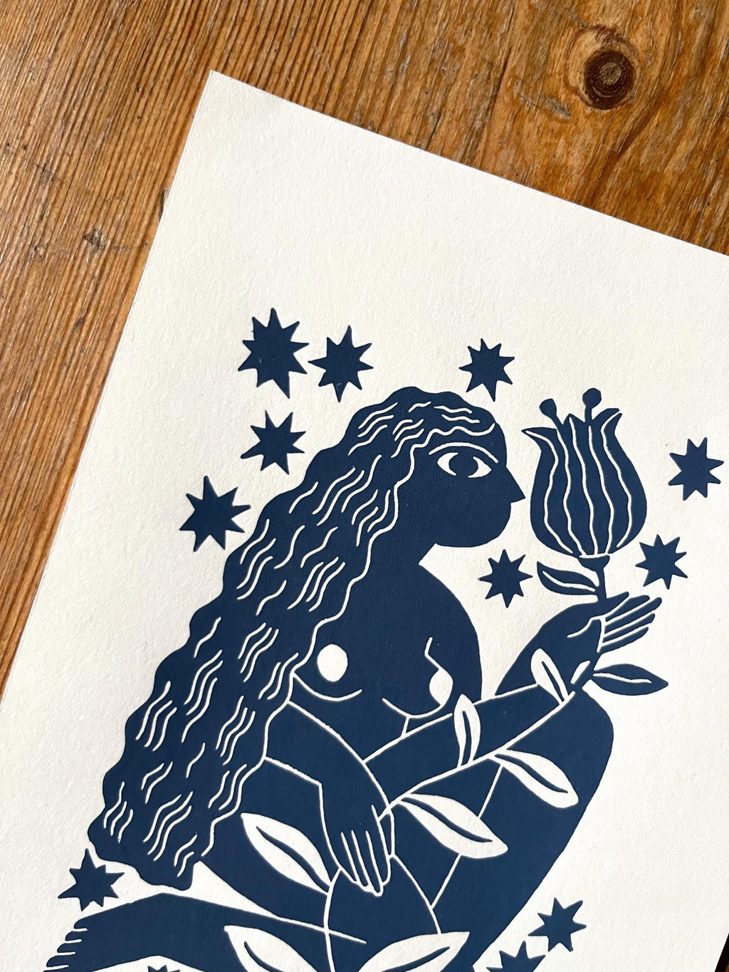 Hand carved original linocut print “Zodiac Sign. Virgo”