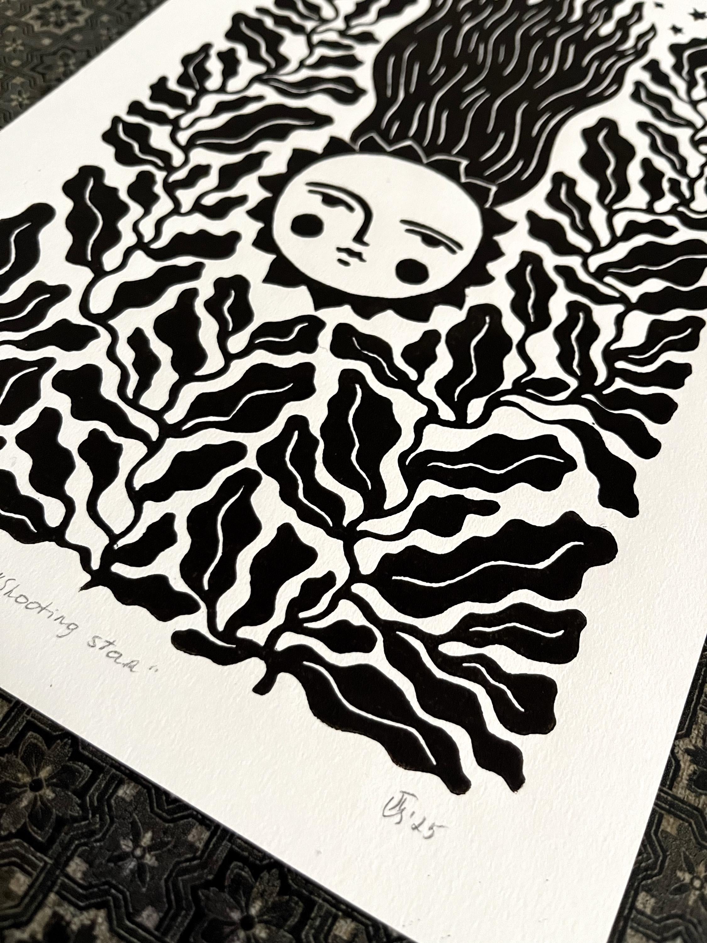 Original Linocut Print “Shooting Star”