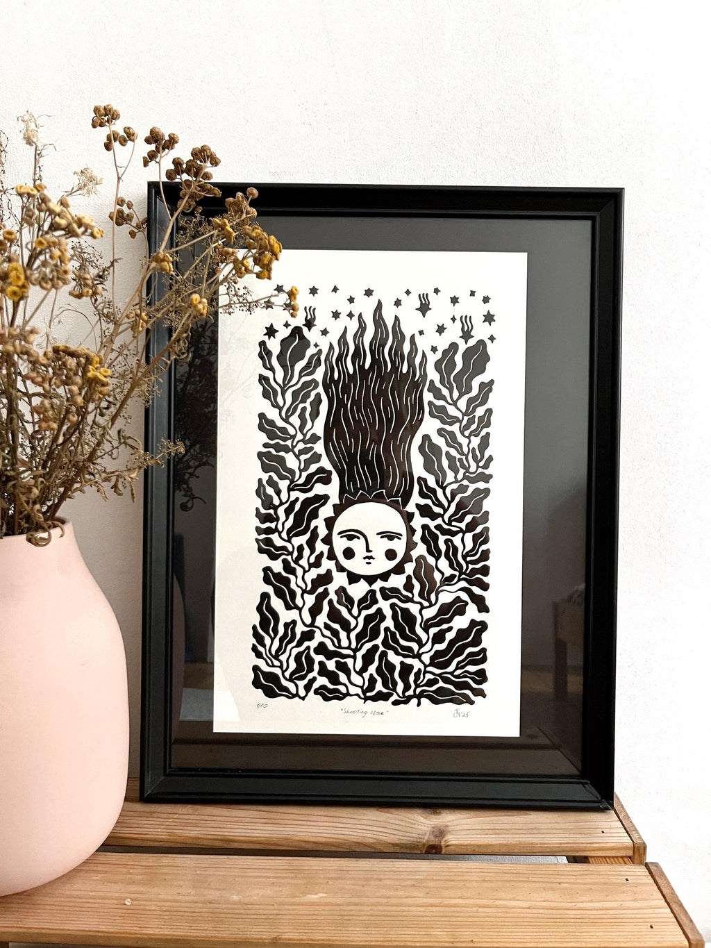 Original Linocut Print “Shooting Star”