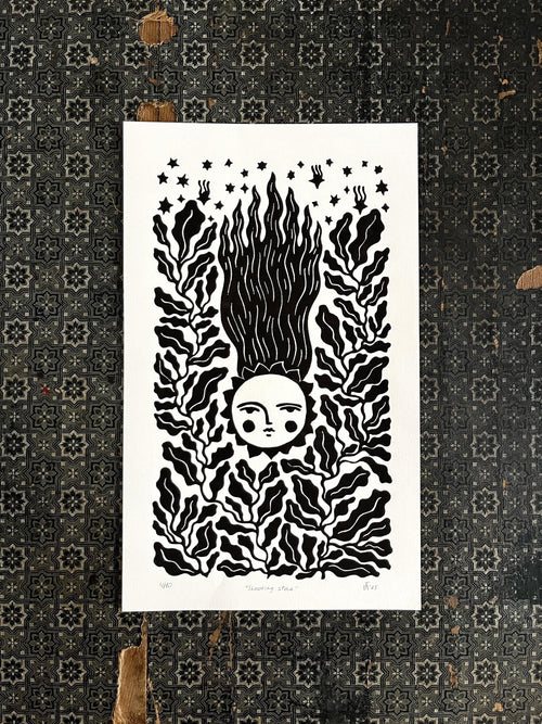 Original Linocut Print “Shooting Star”
