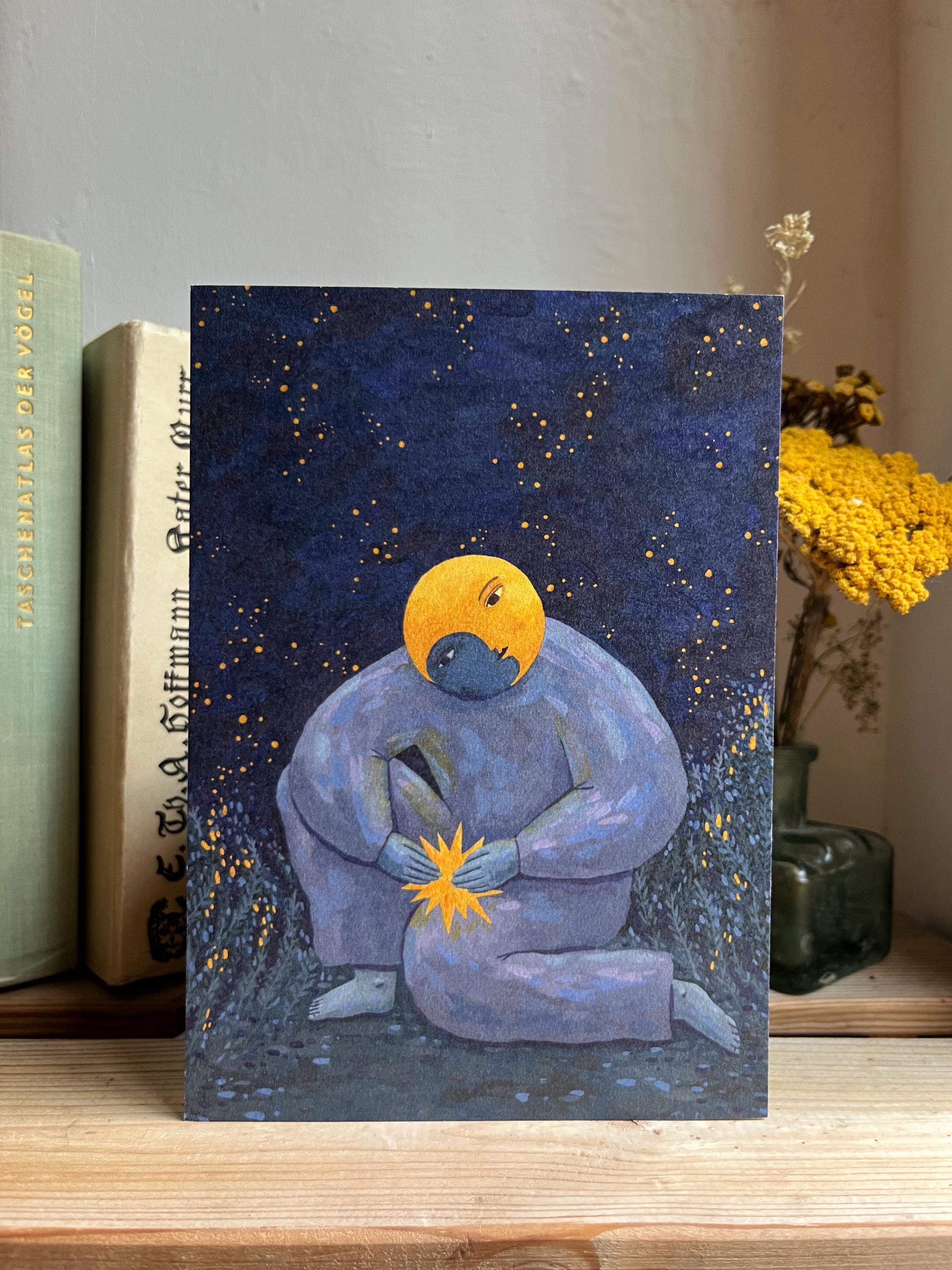 Postcard set. Folklore and mythology. Gouache painting. Recycling paper
