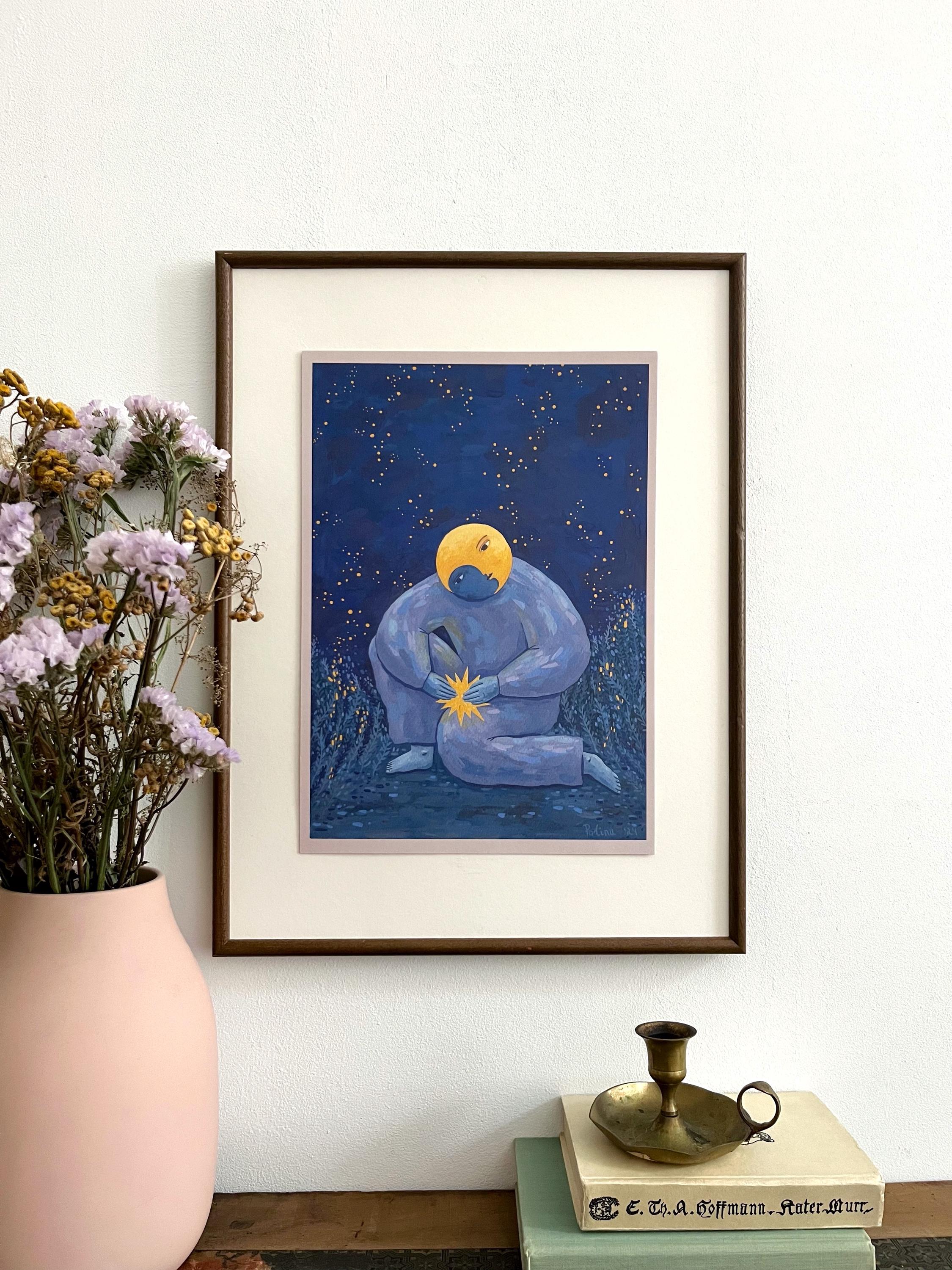 Limited edition art print “Moon and star”
