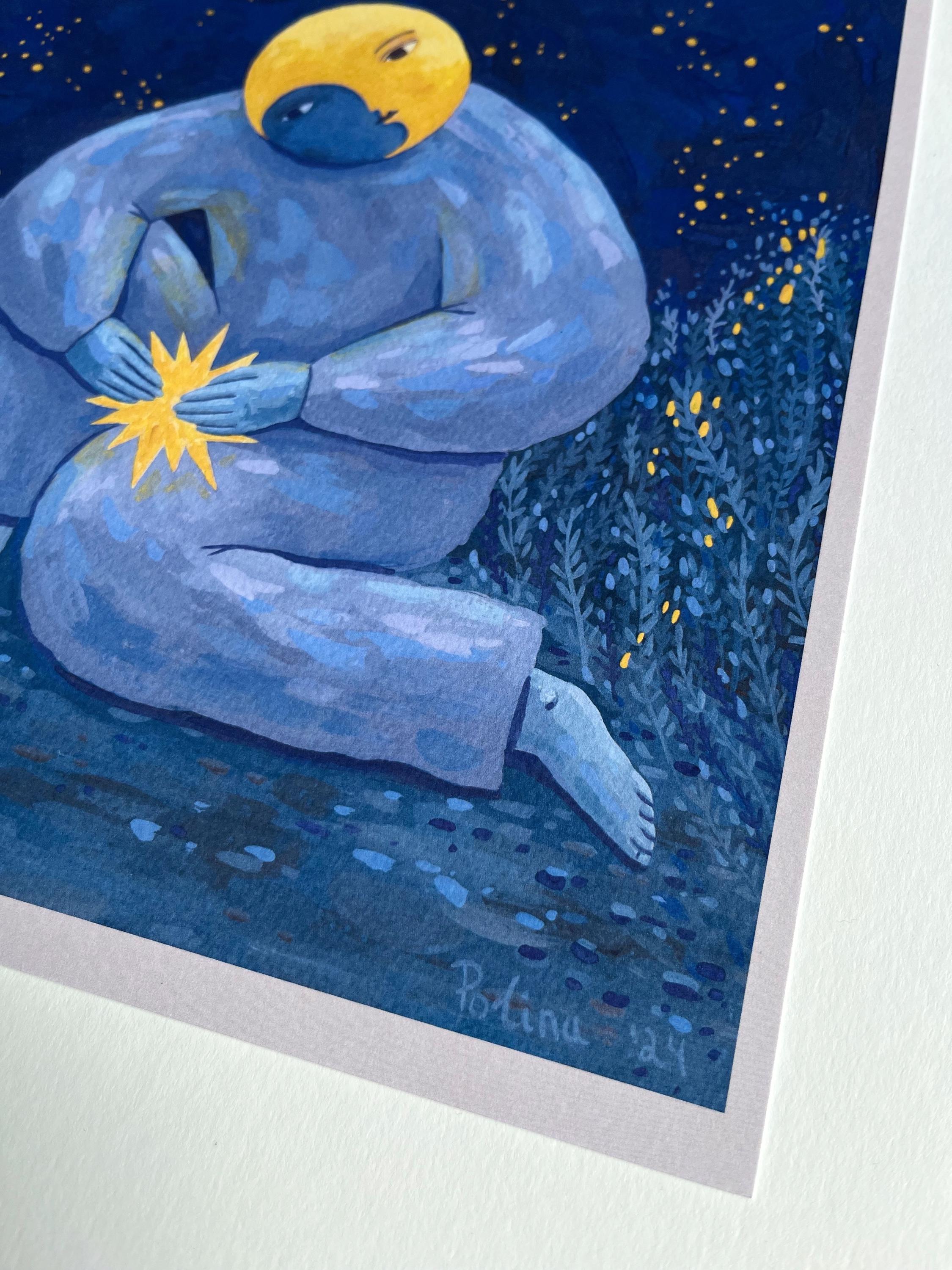 Limited edition art print “Moon and star”