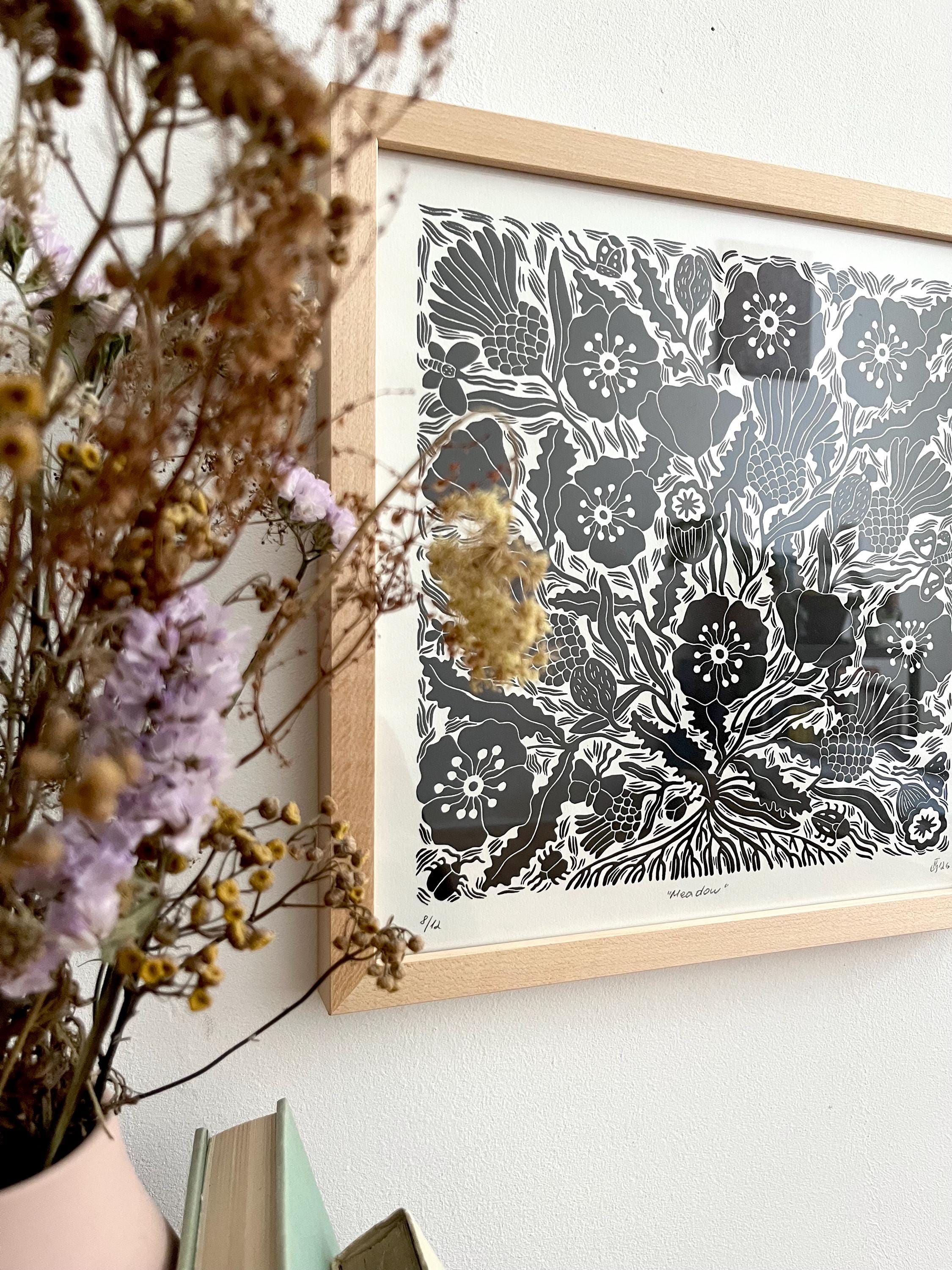 Original linocut print “Meadow”