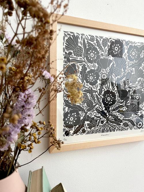 Original linocut print “Meadow”