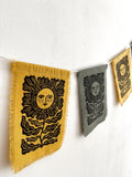 Hand-printed garland with flower