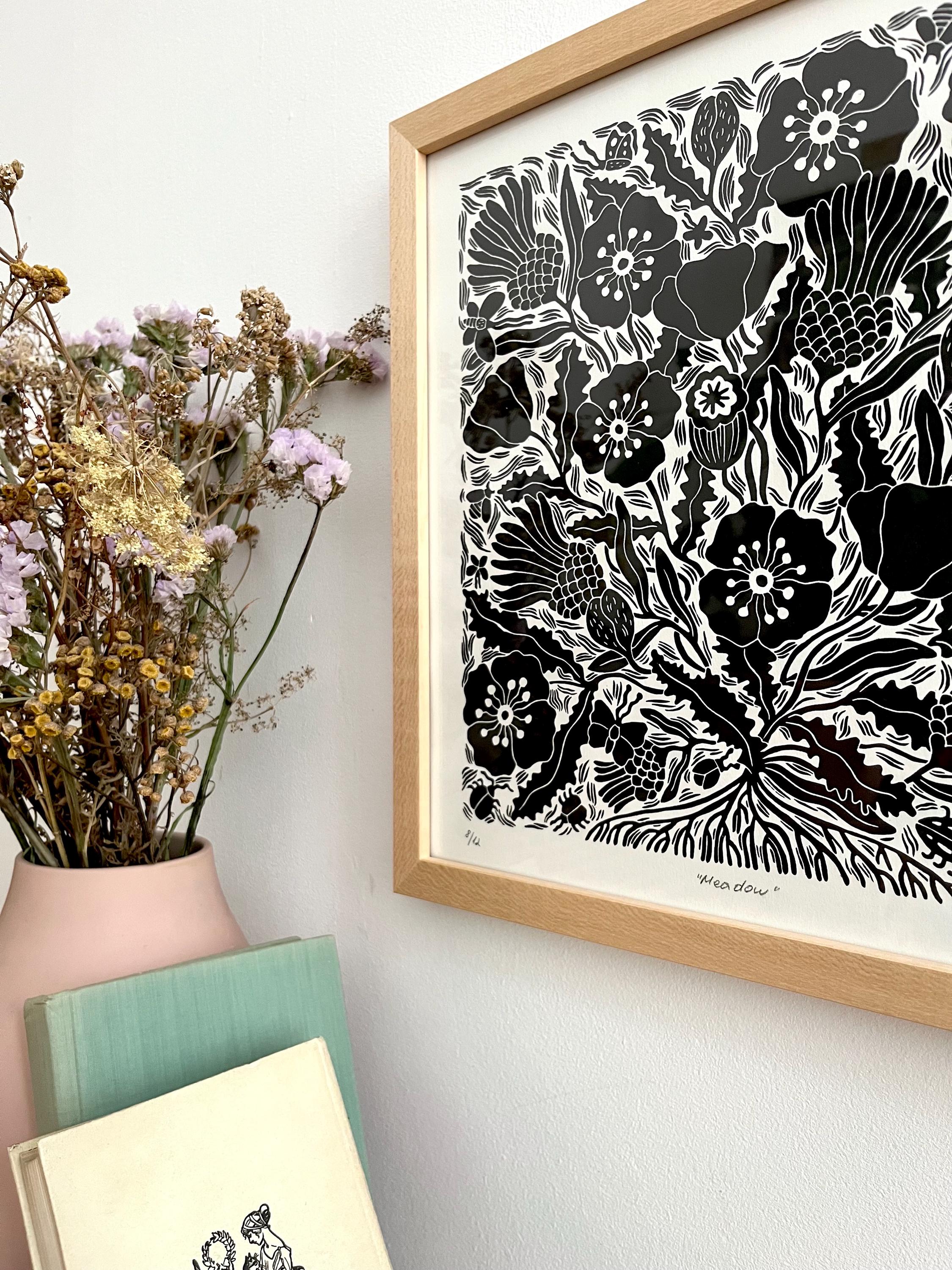 Original linocut print “Meadow”