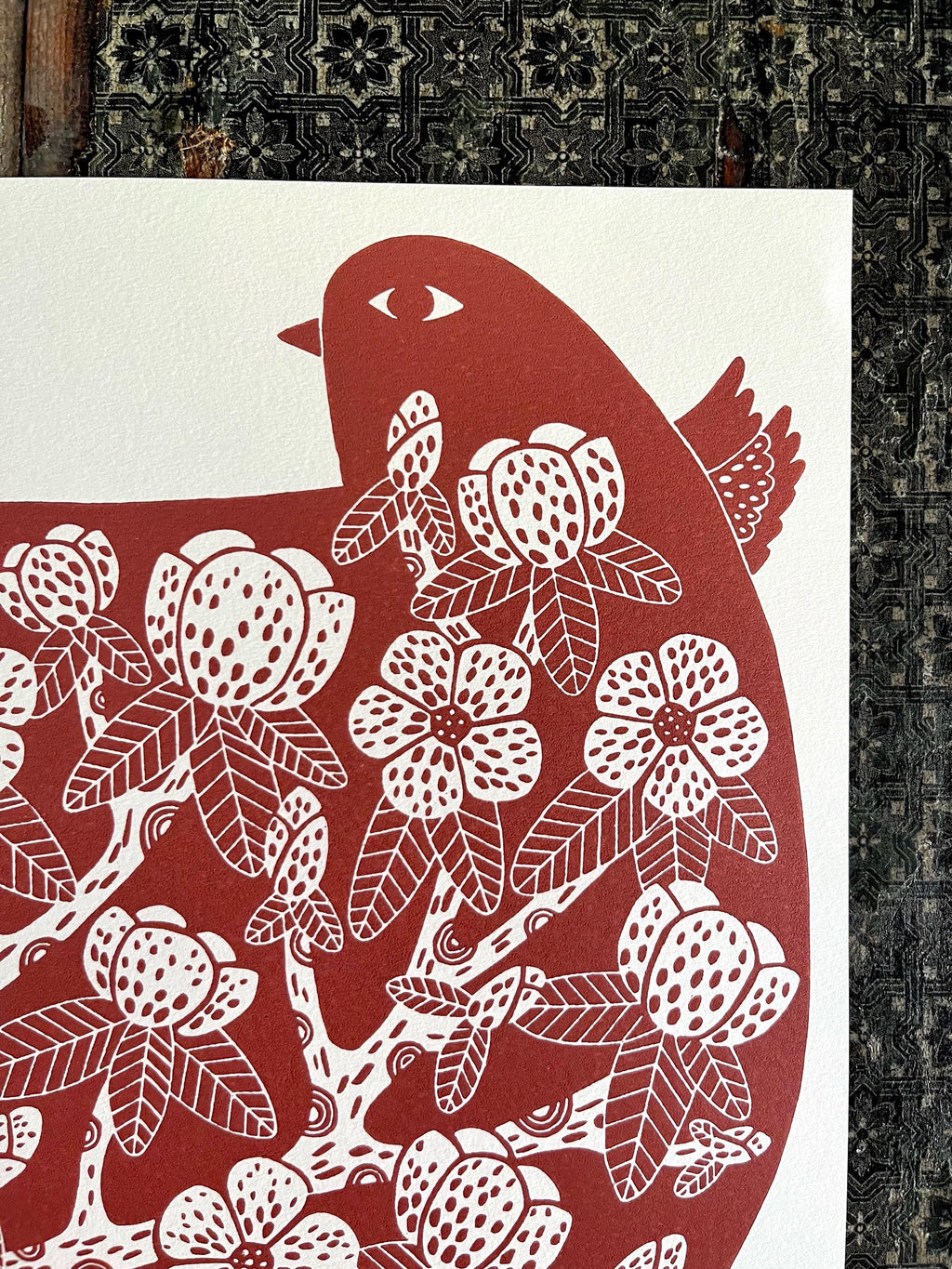 Original hand-carved linocut print “Spring”