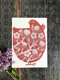 Original hand-carved linocut print “Spring”